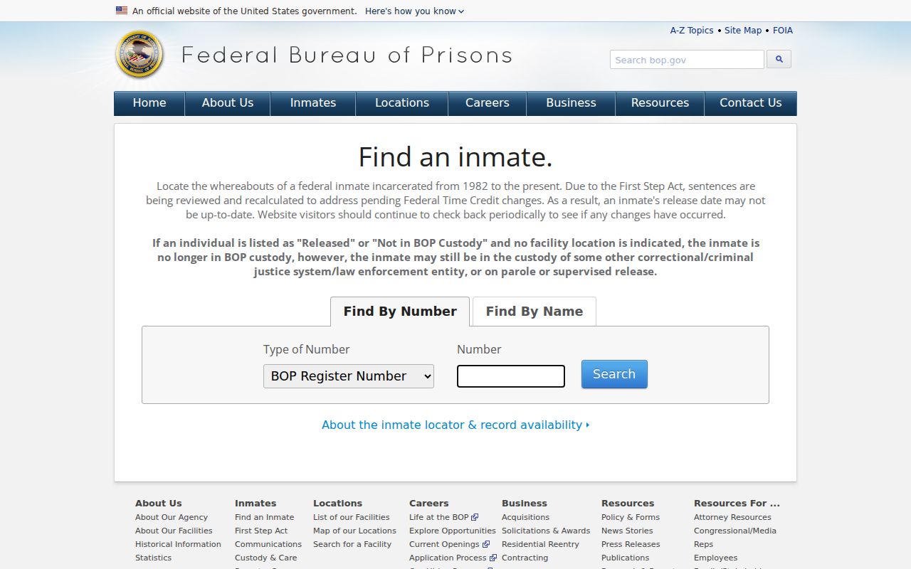 Federal inmate locator for custody following a Lincoln County arrest