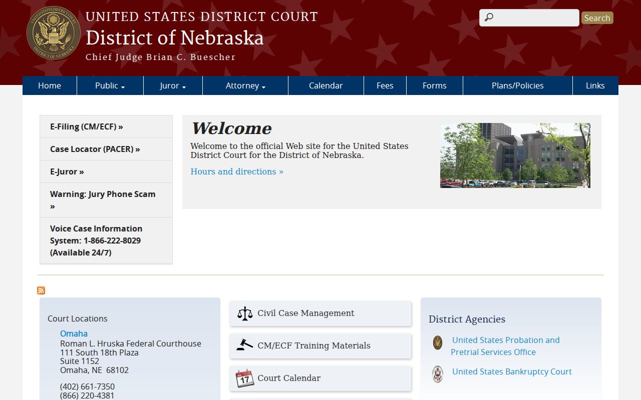 District of Nebraska federal court source for Lincoln County criminal court cases