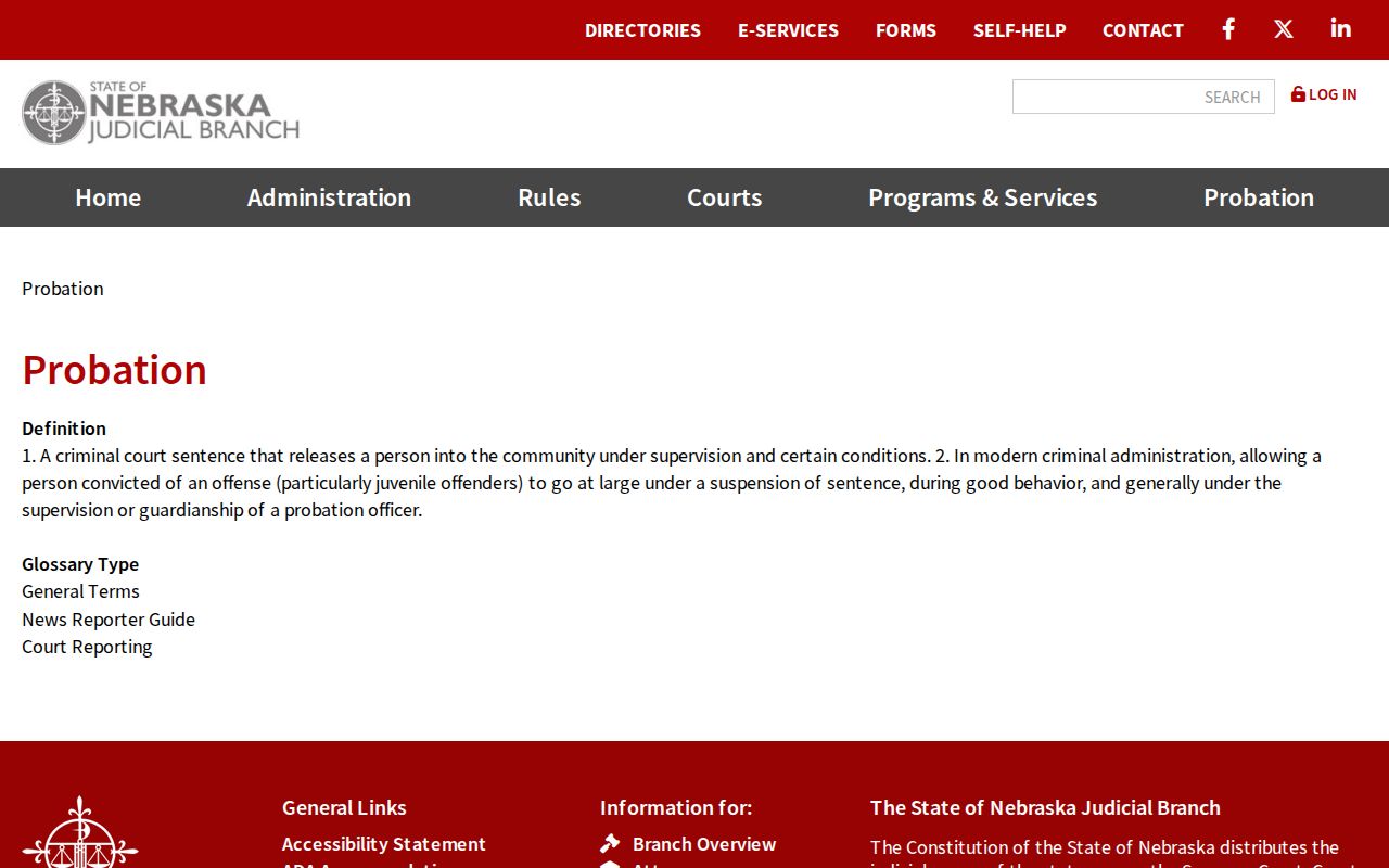 Nebraska probation services for Lincoln County criminal court cases