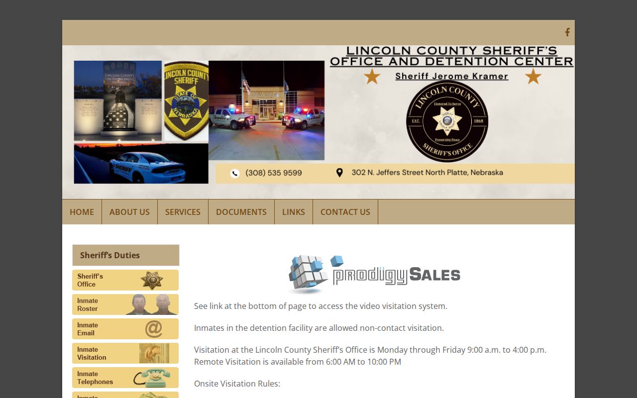 Lincoln County visitation channels for a Sutherland booking record